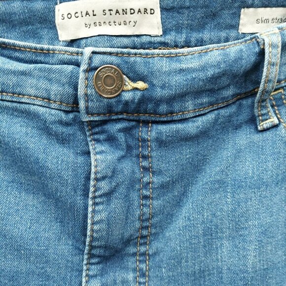 Social Standard Jeans 14 Slim Straight Blue Medium Wash High-Rise Stretch Womens - Picture 2 of 7
